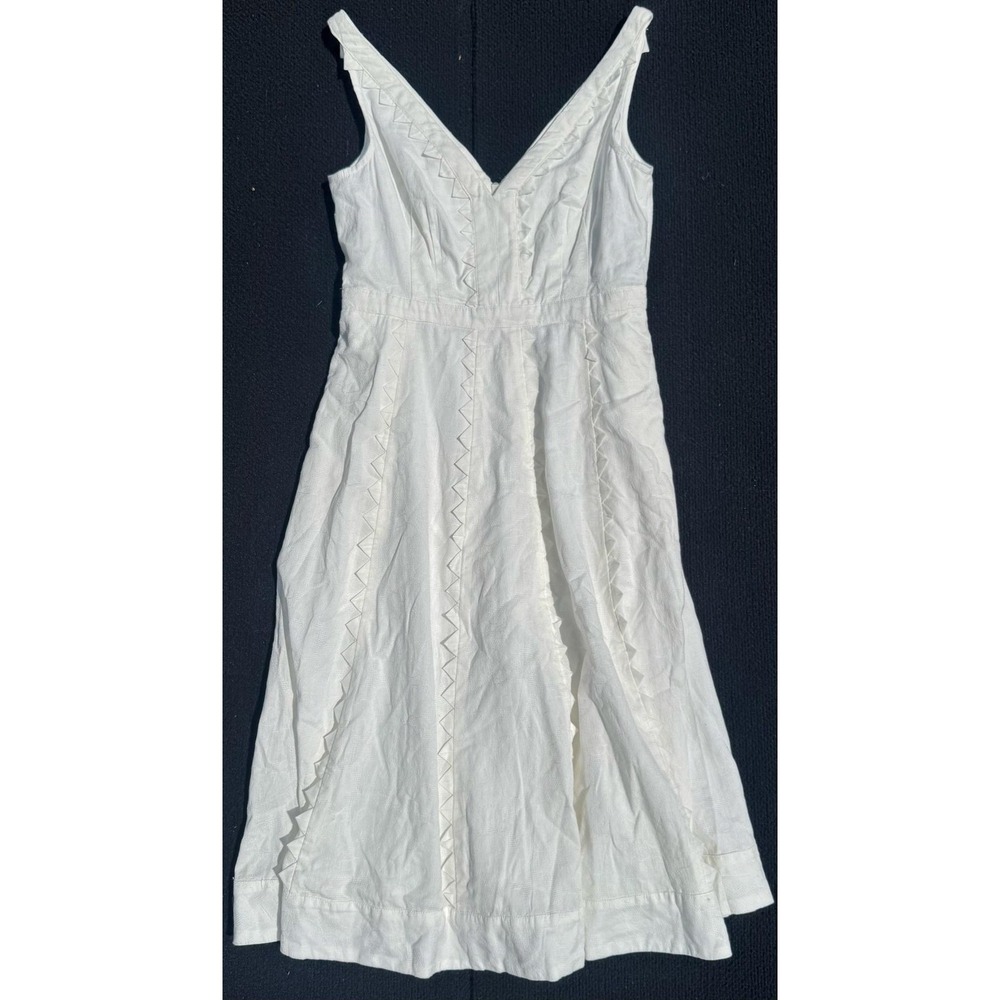 Anthropologie White Textured Jacquard Fit & Flare V-Neck Dress NWT Size 4 $168 - Picture 11 of 13